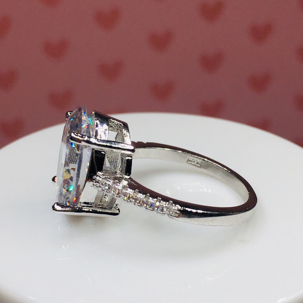 14k white gold oval diamond ring wedding 5 CT size 9 - Picture 8 of 8